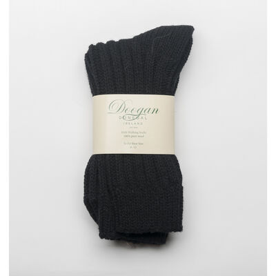 Doogan Donegal 100% Pure Wool Irish Walking Socks, Black Colour
